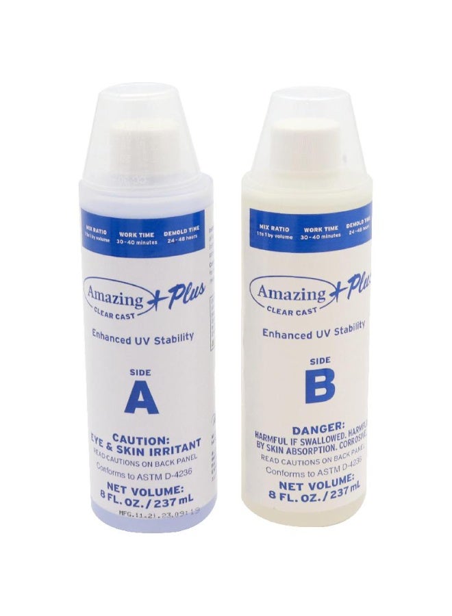 Alumilite Clear Cast Plus High Gloss Liquid Glass Finish Uv Resistant Plastic Coating & Casting Epoxy Resin Kit 237 ML A + 237 ML B & Two Sticks & Three Cups - Image 3